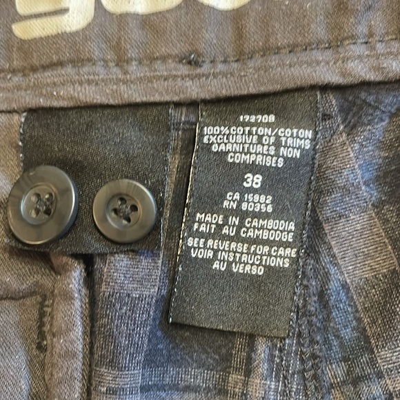 Gotcha size 38 brown/navy patterned 4 pocket zip 100% cotton shorts flat front - Picture 6 of 9